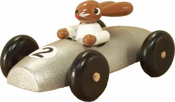 Rudolphs Schatzkiste Osterdekoration Hasenrennauto Silber BxH 8x3xcm