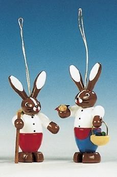 Rudolphs Schatzkiste Osterfigur Hasenpaar natur zum anhängen Höhe 6 cm