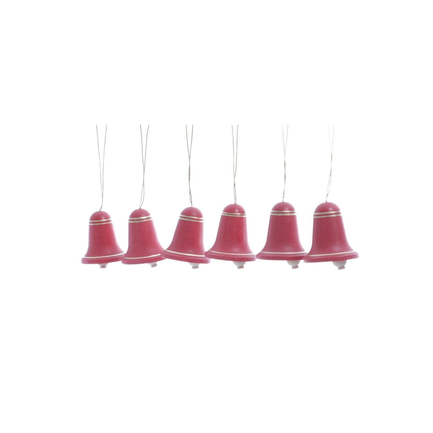 Rudolphs Schatzkiste Strauchbehang - Rote Holzglocken mit goldenem Rand zum hängen 6 Stück - Höhe 4cm Online