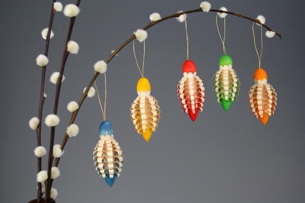 Rudolphs Schatzkiste Strauchbehang - Spanzapfen 5er-Set bunt - BxHxT 3x6x3cm