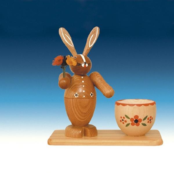 Rudolphs Schatzkiste Osterfigur Osterhase mit Eierbecher natur Höhe 13 cm