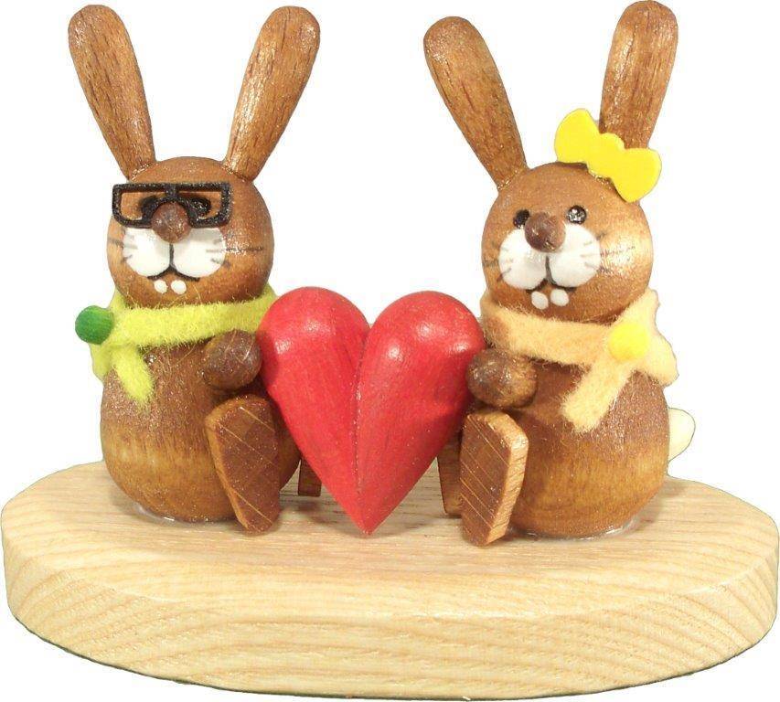 Rudolphs Schatzkiste Osterdekoration Osterhasenpaar mit Herz natur Höhe 5cm