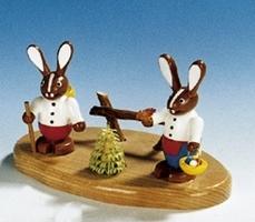 Rudolphs Schatzkiste Osterfigur Hasenpaar bunt Höhe 7 cm