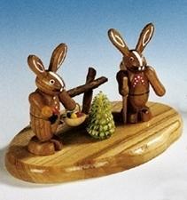 Rudolphs Schatzkiste Osterfigur Hasenpaar natur Höhe 7 cm