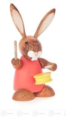 Rudolphs Schatzkiste Ostern & Frühjahr Hase rot mit Trommel Höhe ca 10 cm