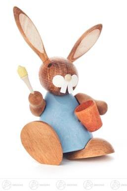 Rudolphs Schatzkiste Ostern & Frühjahr Hase blau mit Eimer und Pinsel Höhe ca 9 cm