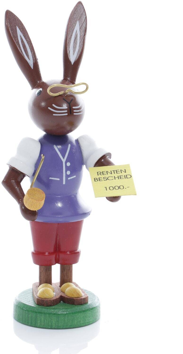 Rudolphs Schatzkiste Osterfigur - Osterhase Opa mit Pfeife und Rentenbescheid - Höhe ca 9 cm