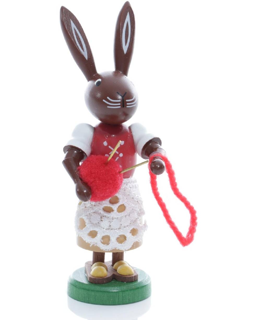 Rudolphs Schatzkiste Osterfigur - Osterhäsin Oma mit Wolle und Stricknadeln - Höhe ca 9 cm