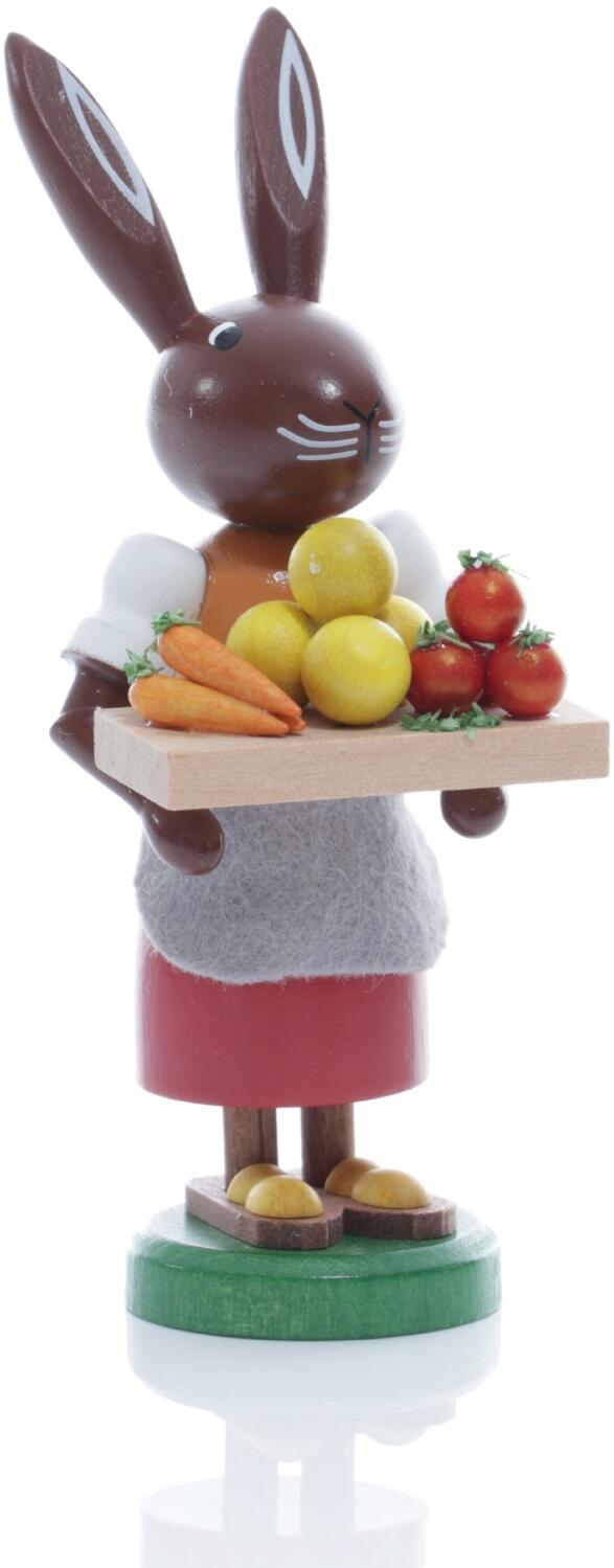 Rudolphs Schatzkiste Osterfigur - Osterhäsin mit Tablett voller Gemüse - Höhe ca 9 cm