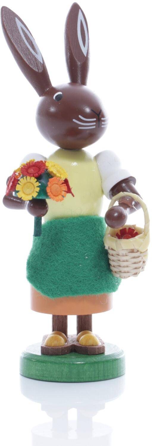 Rudolphs Schatzkiste Osterfigur - Osterhäsin Gärtnerin mit Korb und Blumenstrauß - Höhe ca 9 cm