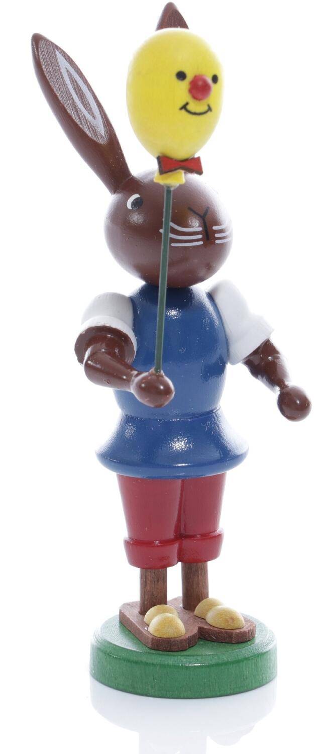 Rudolphs Schatzkiste Osterfigur - Osterhase mit Luftballon mit Gesicht - Höhe ca 9 cm