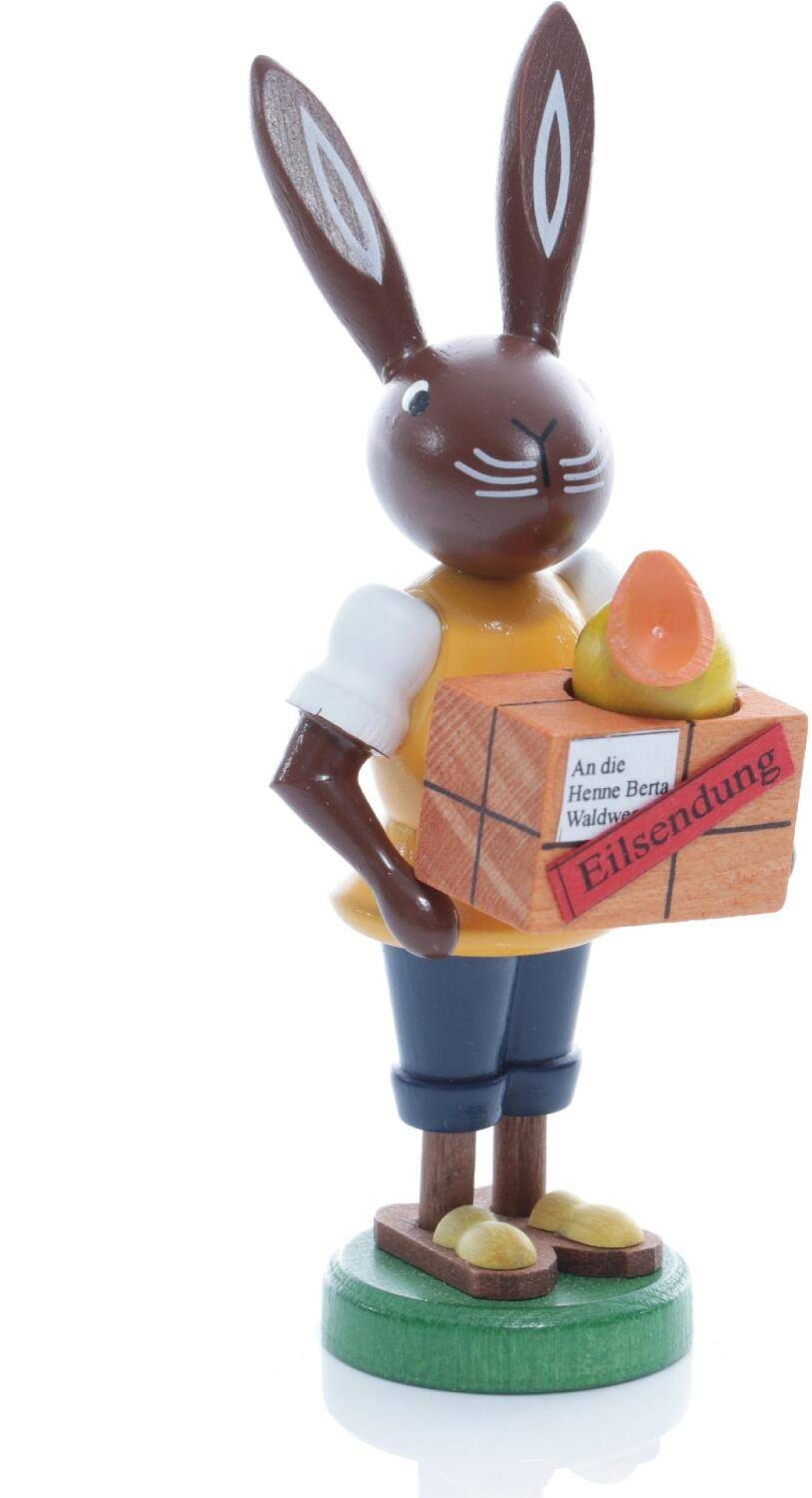 Rudolphs Schatzkiste Osterfigur - Osterhase Postbote mit Paket und Küken - Höhe ca 9 cm