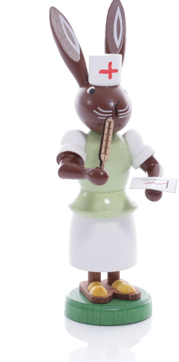 Rudolphs Schatzkiste Osterfigur - Osterhäsin Krankenschwester mit Fieberthermometer - Höhe ca 9 cm