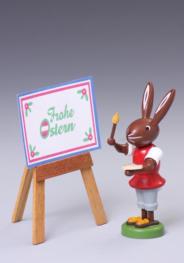 Rudolphs Schatzkiste Osterfigur Hase mit Tafel Höhe ca 9 cm