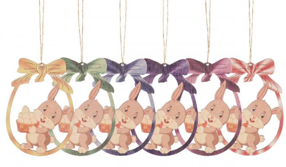 Rudolphs Schatzkiste Strauchbehang Hase mit Eierkörbchen (6) BxHxT 6x7x0,3cm