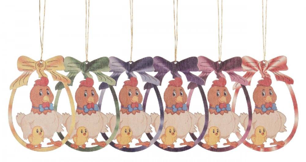 Rudolphs Schatzkiste Strauchbehang Henne mit Küken (6) BxHxT 6x7x0,3cm