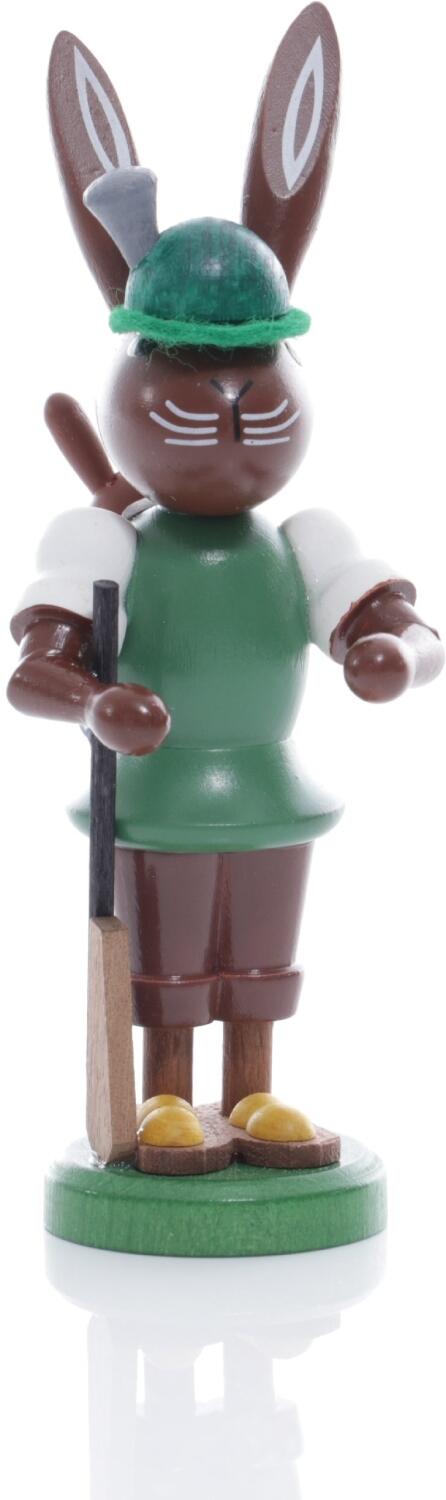 Rudolphs Schatzkiste Osterfigur - Osterhase Jäger mit Gewehr und Hase im Rucksack - Höhe ca 9 cm