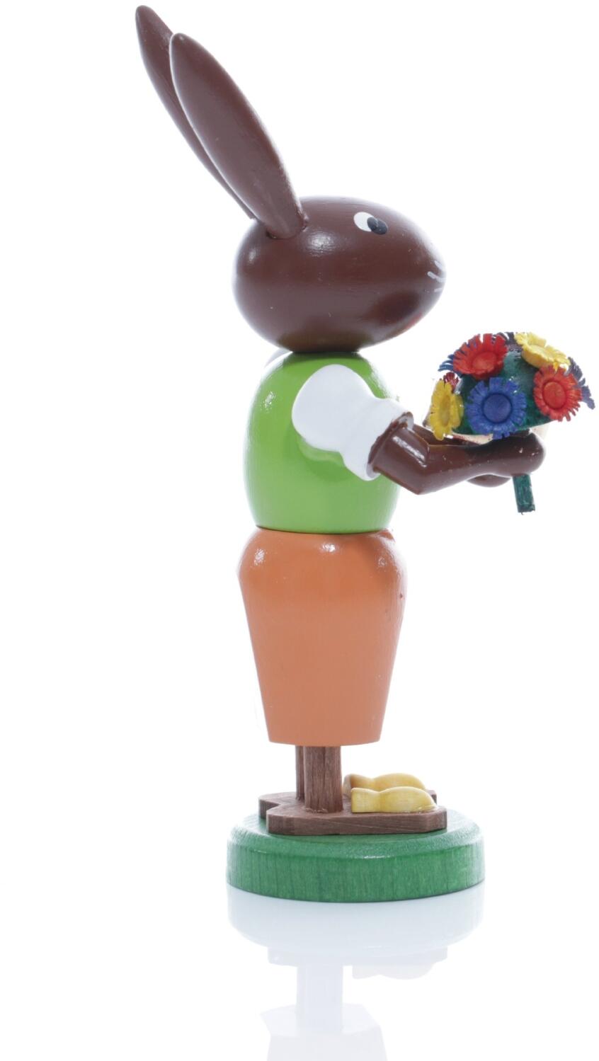 Rudolphs Schatzkiste Osterfigur - Osterhäsin mit Herz und Blumenstrauß - Höhe ca 9 cm Auslauf