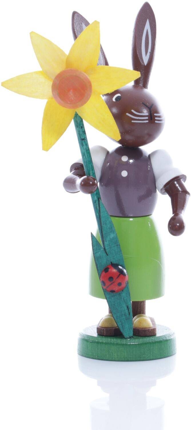 Rudolphs Schatzkiste Osterfigur - Osterhäsin mit Narzisse und Marienkäfer - Höhe ca 9 cm