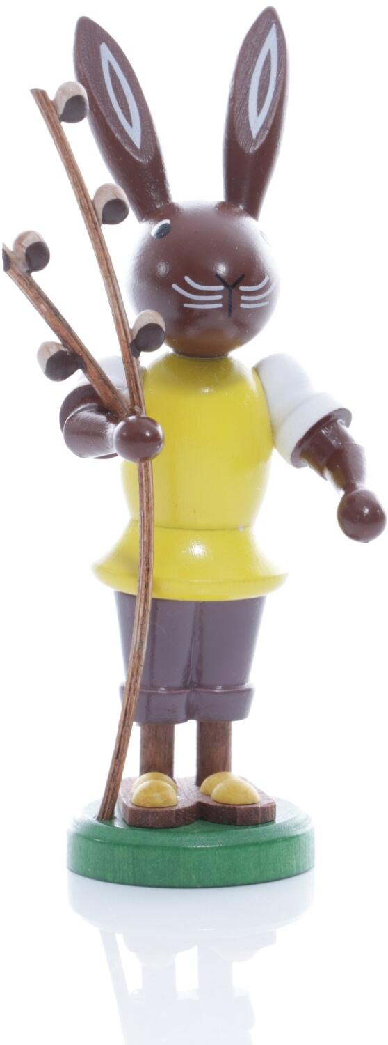 Rudolphs Schatzkiste Osterfigur - Osterhase mit Weidenkätzchen - Höhe ca 9 cm
