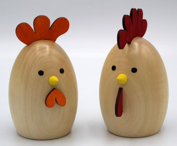 Rudolphs Schatzkiste Miniatur Hahn & Huhn, natur BxHxT 3,5x6x4cm