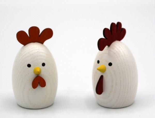 Rudolphs Schatzkiste Miniatur Hahn & Huhn, weiß BxHxT 3,5x6x4cm