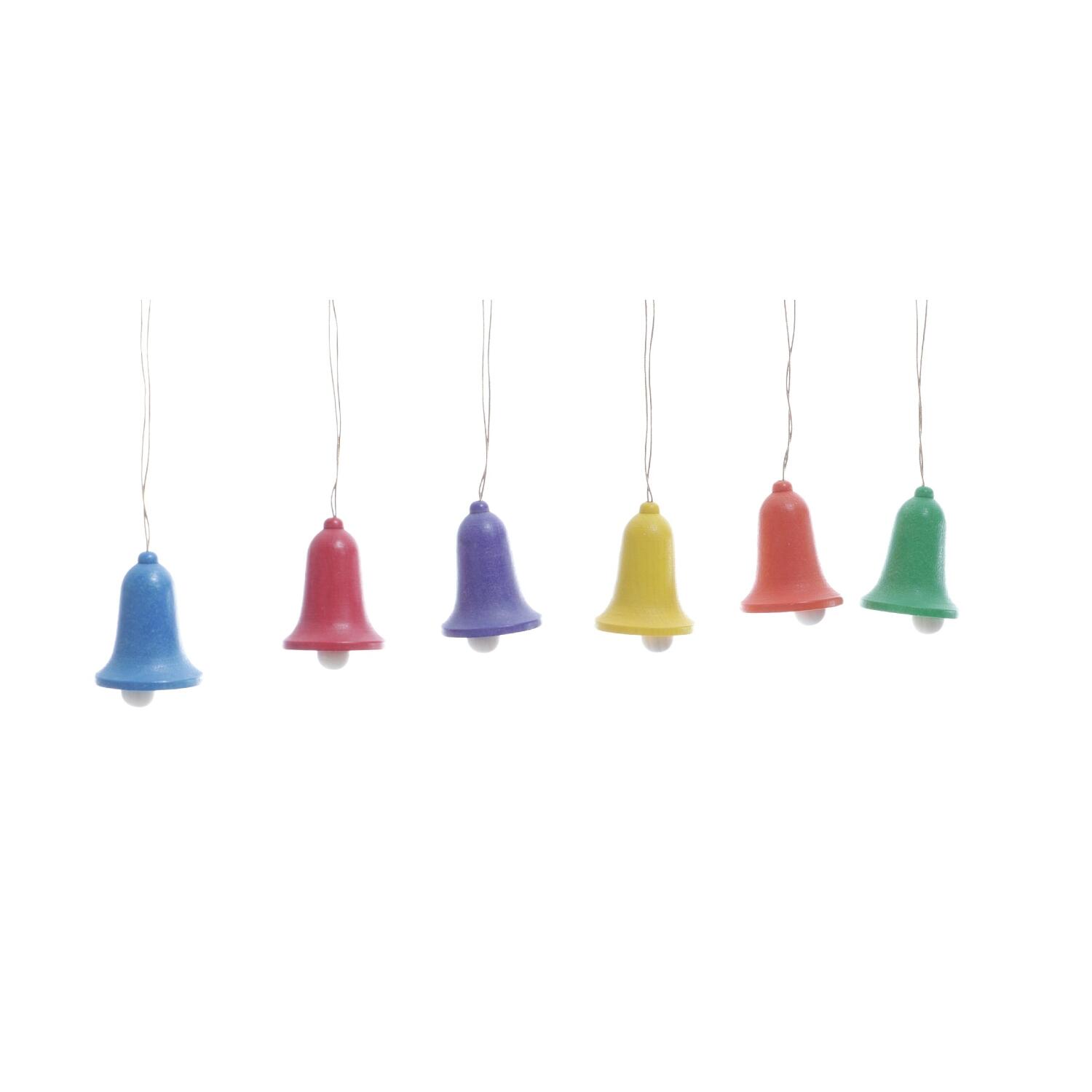 Rudolphs Schatzkiste Strauchbehang - Kleine Bunte Holzglocken zum hängen 6 Stück - Höhe 3,5cm