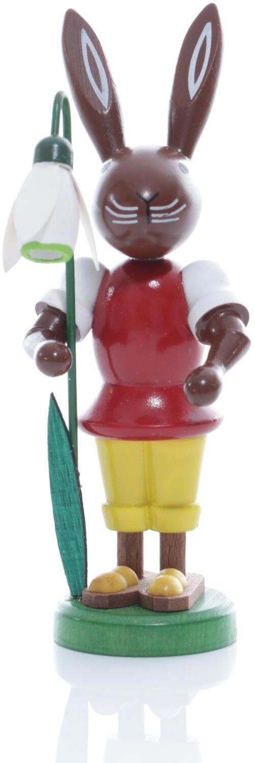 Rudolphs Schatzkiste Osterfigur - Osterhase mit Schneeglöckchen - Höhe 9 cm