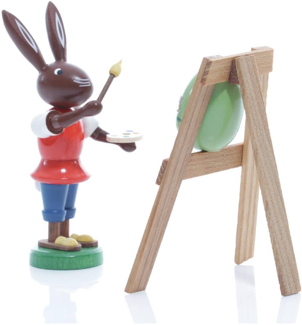 Rudolphs Schatzkiste Osterfigur - Osterhase mit Staffelei & Osterei - Höhe ca 9 cm