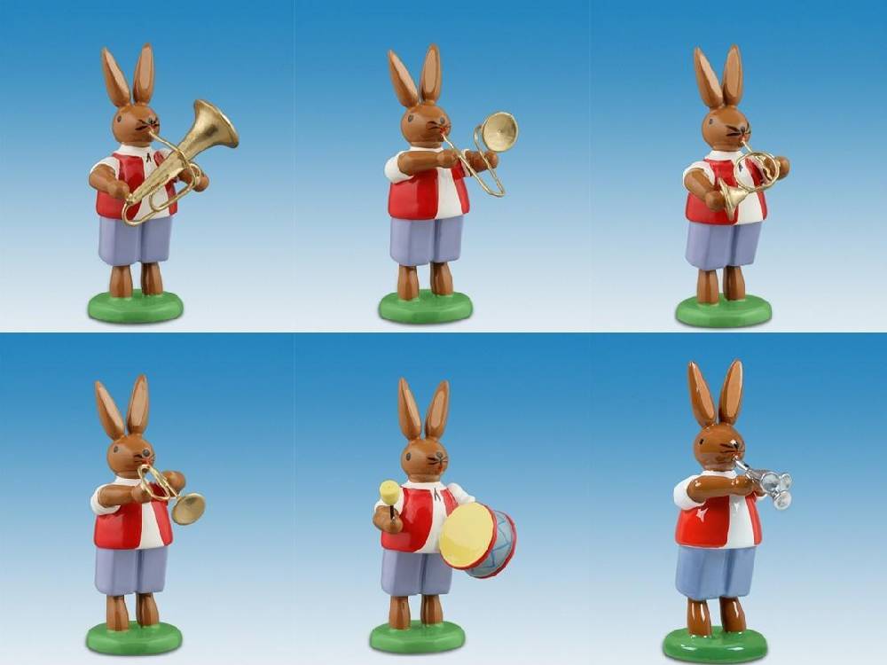 Rudolphs Schatzkiste Osterdekoration Osterhasenmusikanten 6-tlg. bunt Höhe 7,5cm