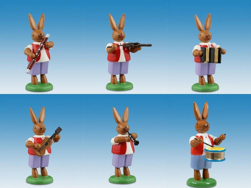 Rudolphs Schatzkiste Osterdekoration Osterhasenmusikanten 6-tlg. bunt Höhe 7,5cm