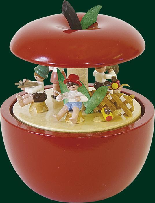 Rudolphs Schatzkiste Spieldose Kinderkonzert im Apfel Höhe= 14cm