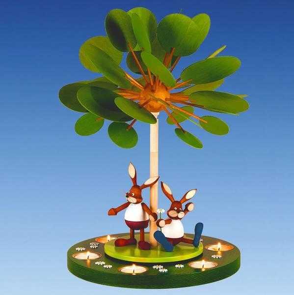 Rudolphs Schatzkiste Tischpyramide Teelichtpyramide mit Schnupperhase bunt Höhe 42 cm