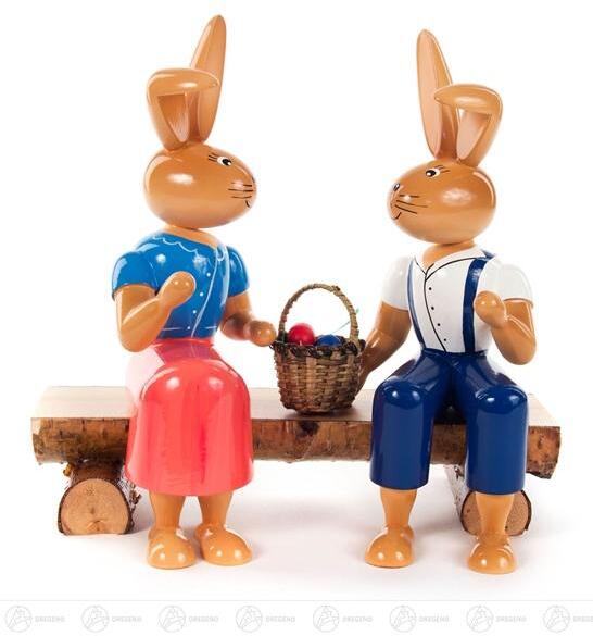 Rudolphs Schatzkiste Hasenbank mit 2 Hasen Höhe = 21cm