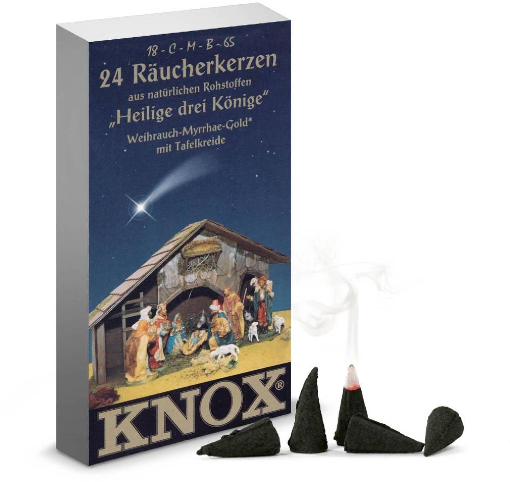 Rudolphs Schatzkiste Räucherkerzen KNOX Heilige drei Könige (24) inkl. Glimmschale und Kreide BxHxT 6,5x12x2cm Zeitlich begrenztes Angebot
