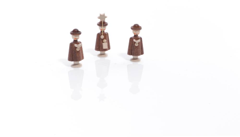 Rudolphs Schatzkiste Miniaturfiguren - 3 Seiffener Kurrendefiguren mit Buch und Stern Natur - Höhe 5cm Speichern exportieren