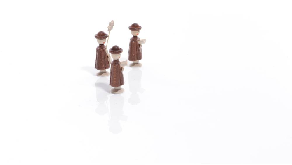 Rudolphs Schatzkiste Miniaturfiguren - 3 Seiffener Kurrendefiguren mit Buch und Stern Natur - Höhe 5cm Speichern exportieren