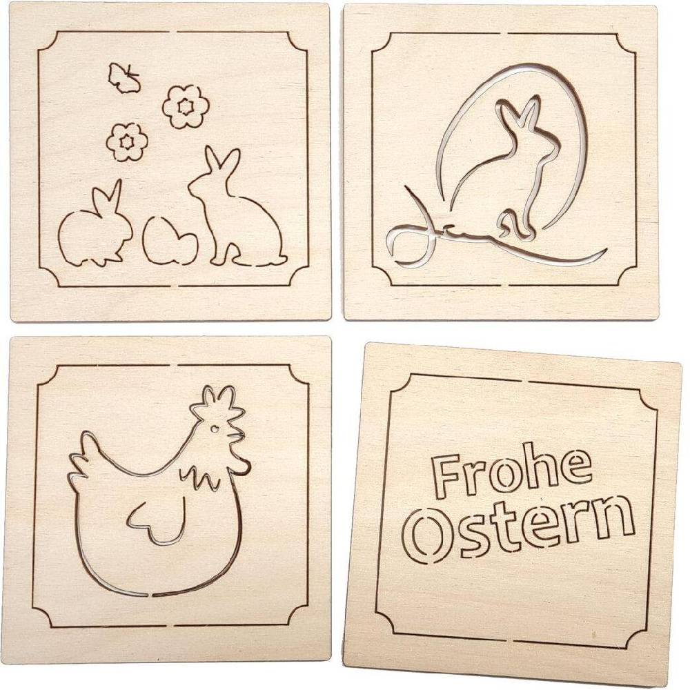 Rudolphs Schatzkiste Untersetzer Aus Holz Frohe Ostern BxHxT 8x0,3x8cm