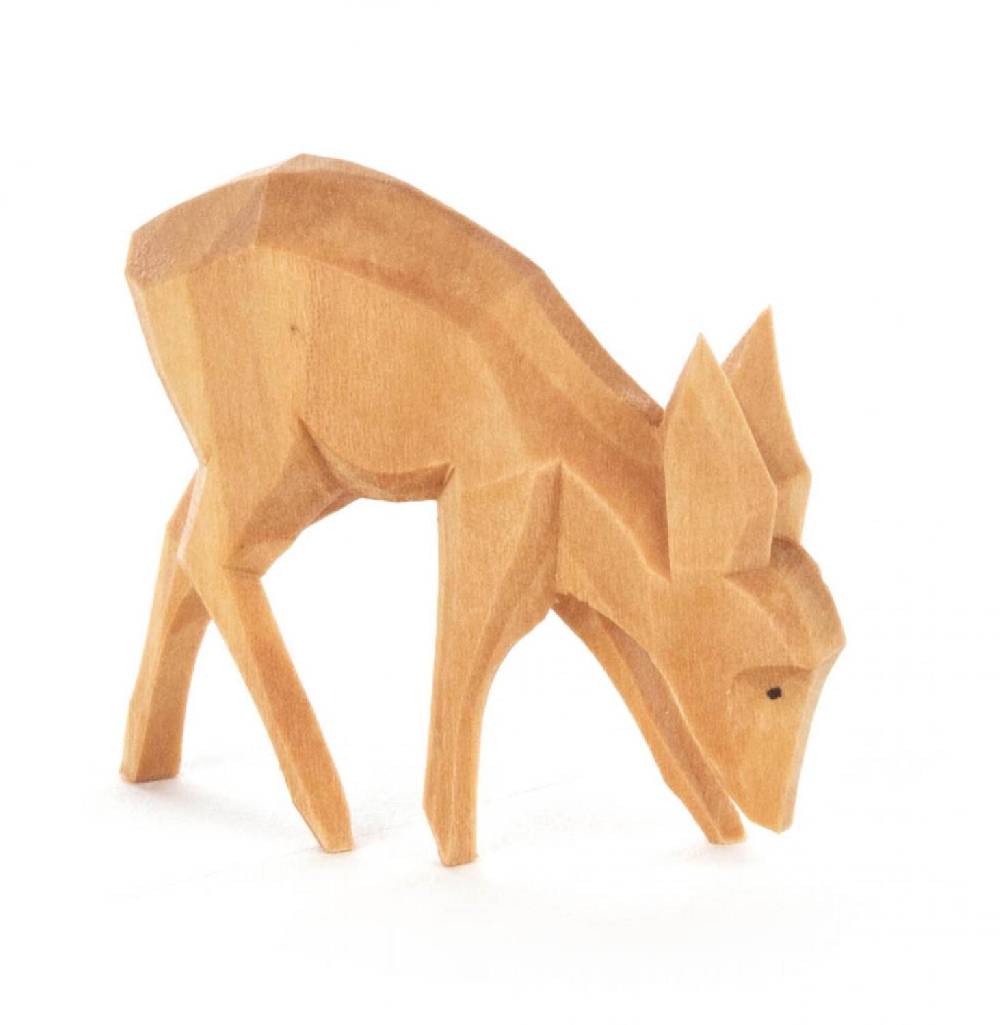 Rudolphs Schatzkiste Holztier geschnitzt Reh fressend, groß Höhe 3,5cm Lagerräumung