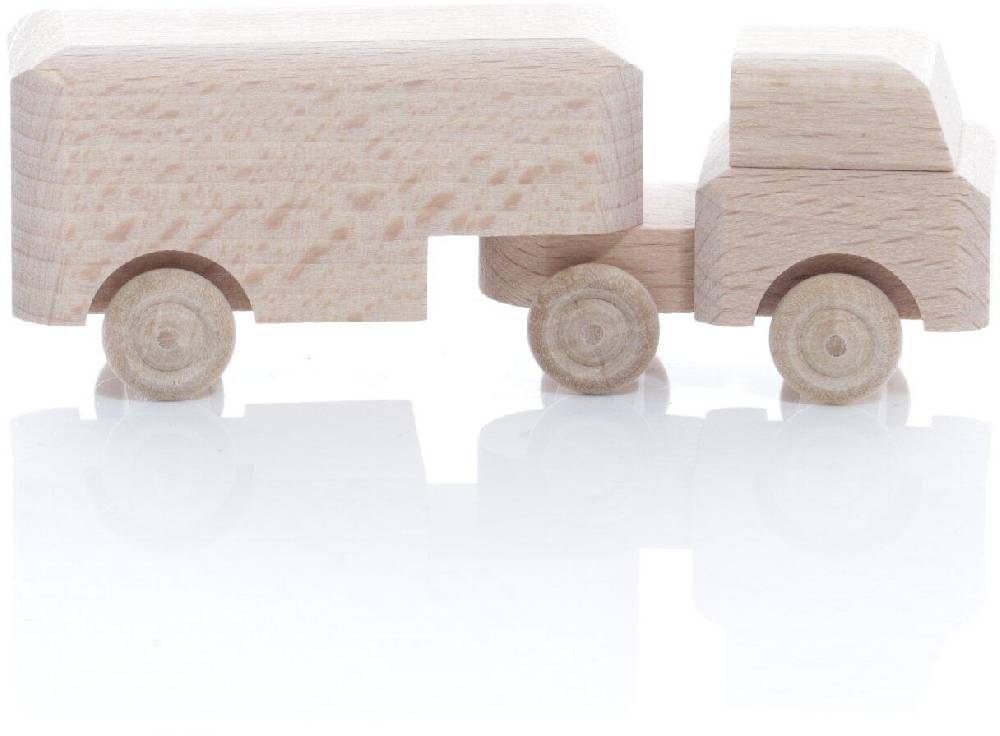 Rudolphs Schatzkiste Holzspielzeug - Miniaturfahrzeug Lastenauto mit Auflieger Natur - HxBxT 3,5x9x3cm Begrenzte Freigabe