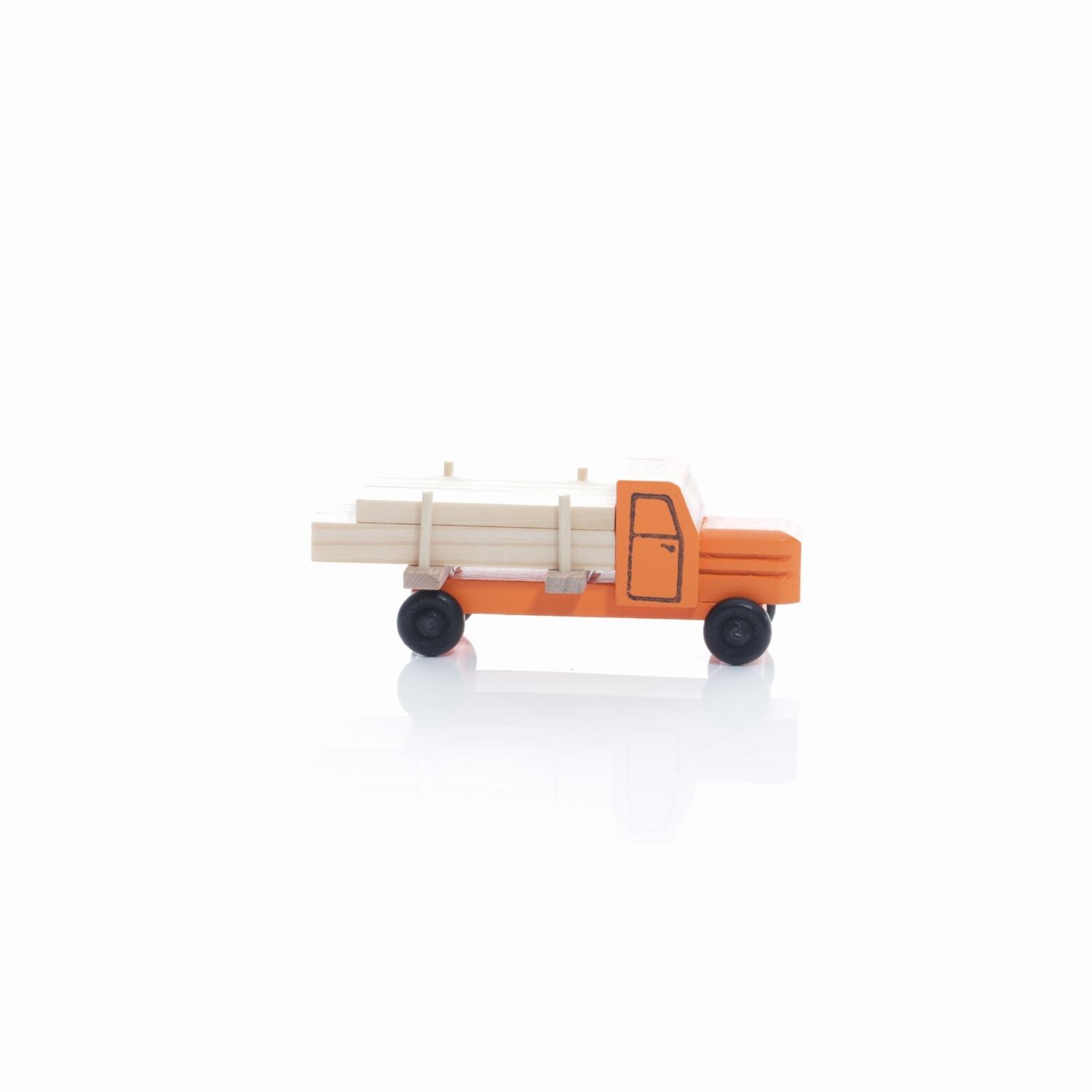 Rudolphs Schatzkiste Holzspielzeug - Miniaturfahrzeug Lastenauto mit Langholz Bunt - HxBxT 3,5x7,5x3cm zollfrei