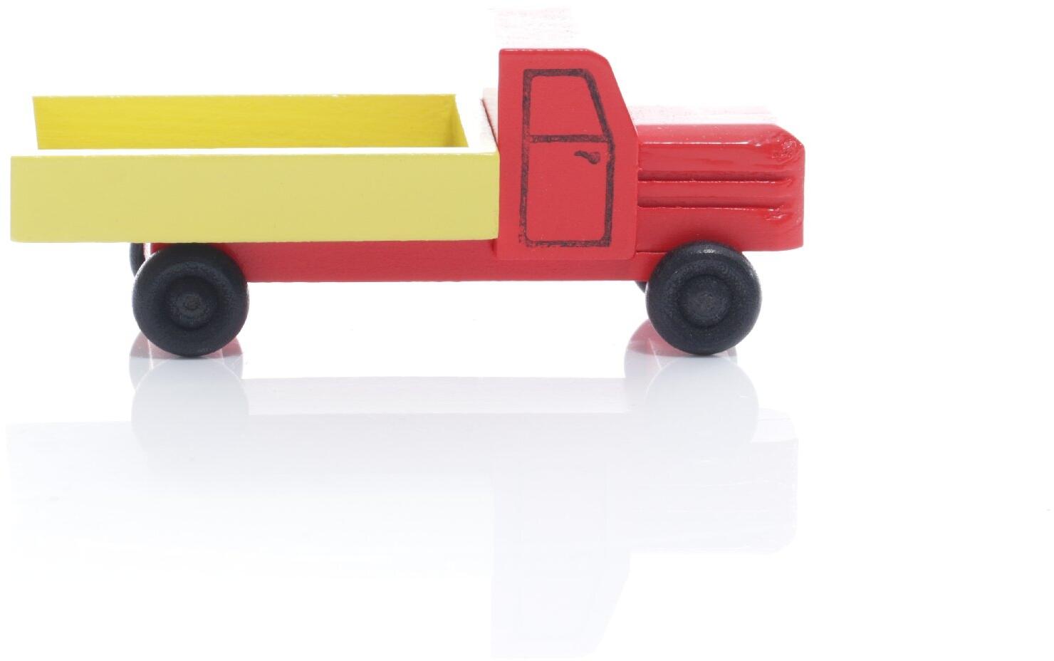 Rudolphs Schatzkiste Holzspielzeug - Miniaturfahrzeug Lastenauto mit Pritsche Bunt - HxBxT 3,5x7,5x3cm 50% Rabatt für begrenzte Zeit