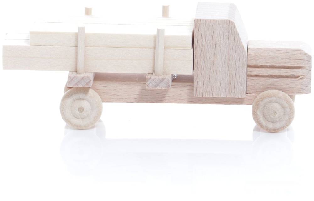 Rudolphs Schatzkiste Holzspielzeug - Miniaturfahrzeug Lastenauto mit Haube und Langholz Natur - HxBxT 3,5x7,5x3cm Verkauf
