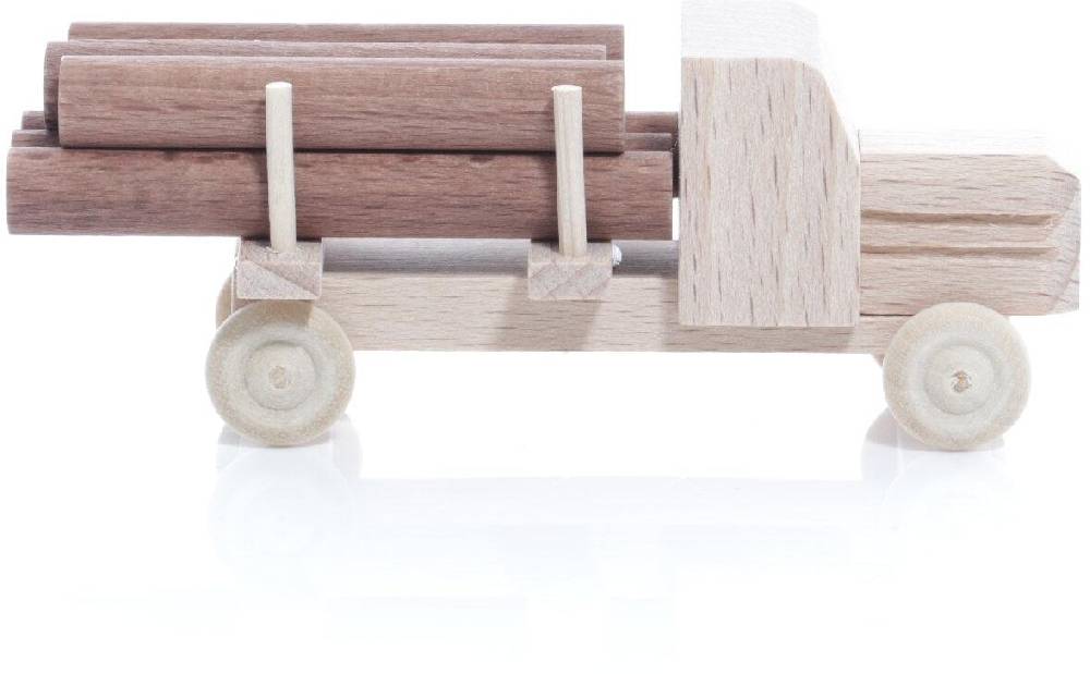 Rudolphs Schatzkiste Holzspielzeug - Miniaturfahrzeug Lastenauto mit Haube und Rundholz Natur - HxBxT 3,5x7,5x3cm Angebote