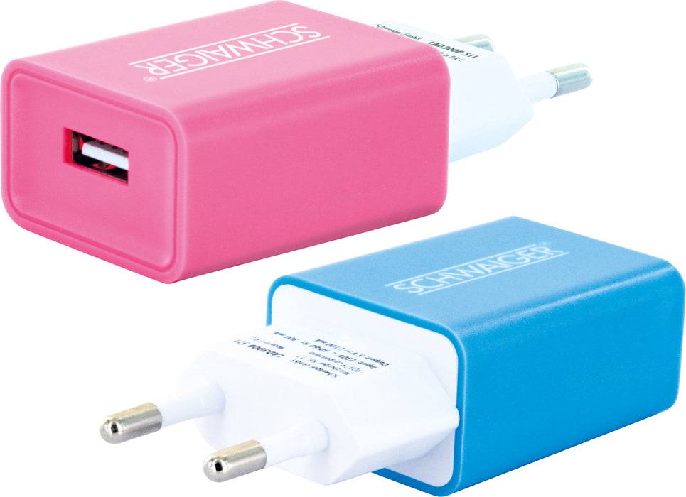 Schwaiger Ladegerät USB 2.0 A Pink/Blau