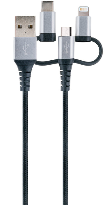 Schwaiger 3in1-Kabel USB-C/Lightning/Micro-USB 1,5 m