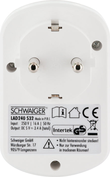Schwaiger Ladegerät mit Steckdose + 2x USB-A Schlussverkauf