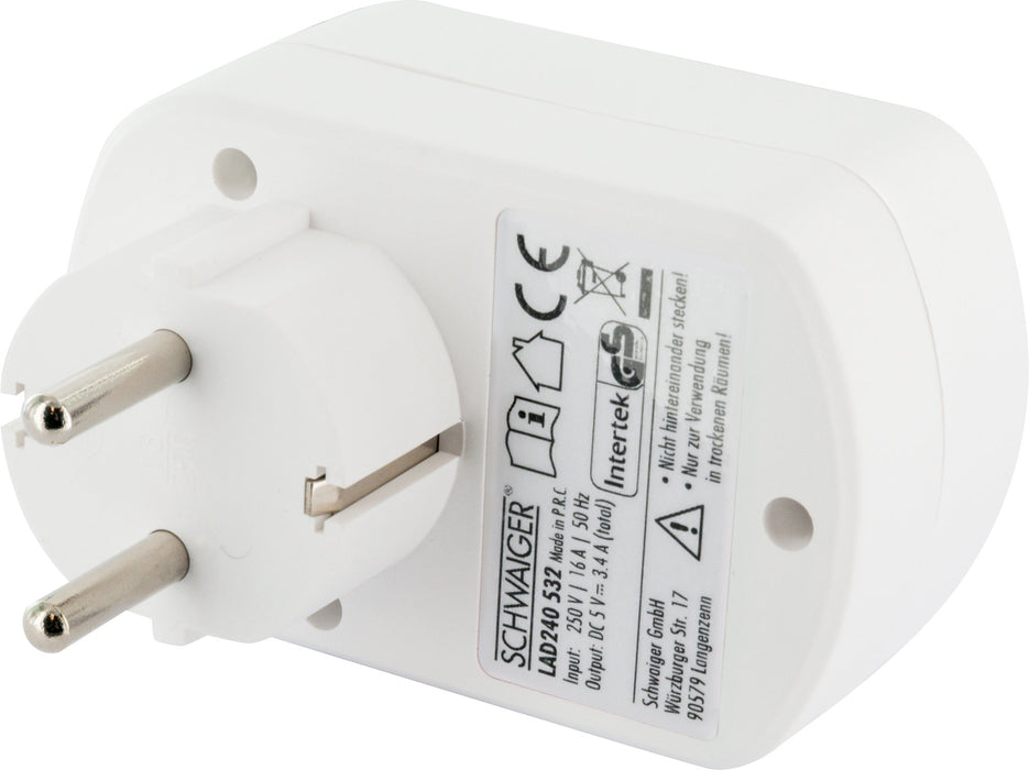 Schwaiger Ladegerät mit Steckdose + 2x USB-A Schlussverkauf