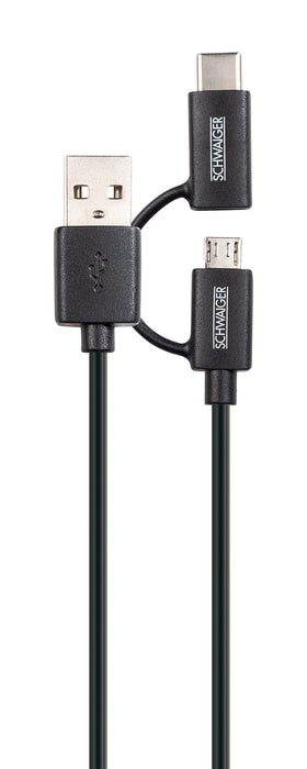Schwaiger 3in1-Kabel Micro-B/USB-C auf USB-A 1 m