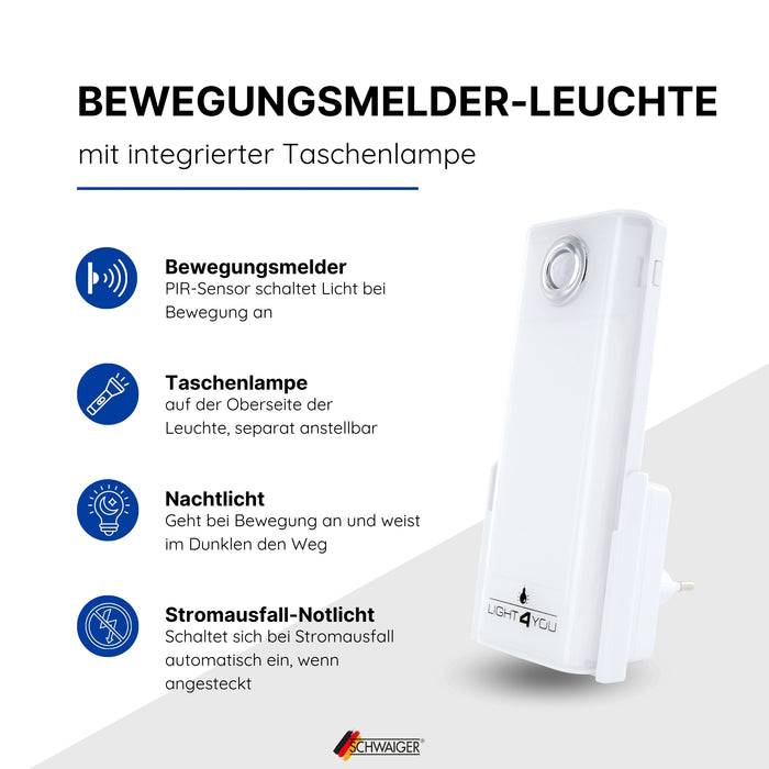Schwaiger Bewegungssensor Leuchte mit abnehmbaren Licht Auslauf